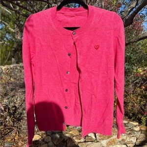Comme des Garçons Play Heart-Patch Wool Cardigan – Pink
